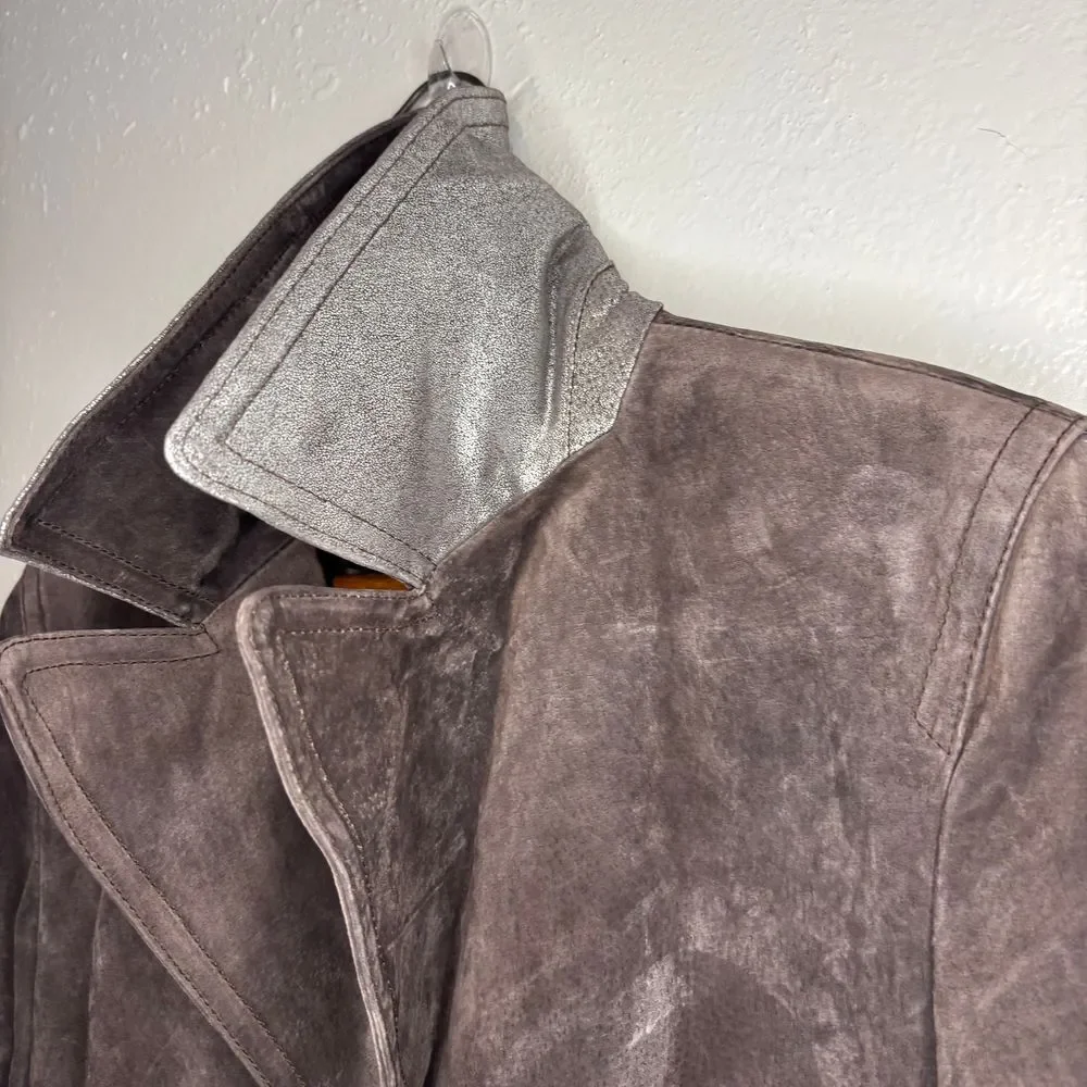 Terry Lewis Classic Luxuries Women's Genuine Leather Brown Coat Medium Metallic - Picture 11 of 14